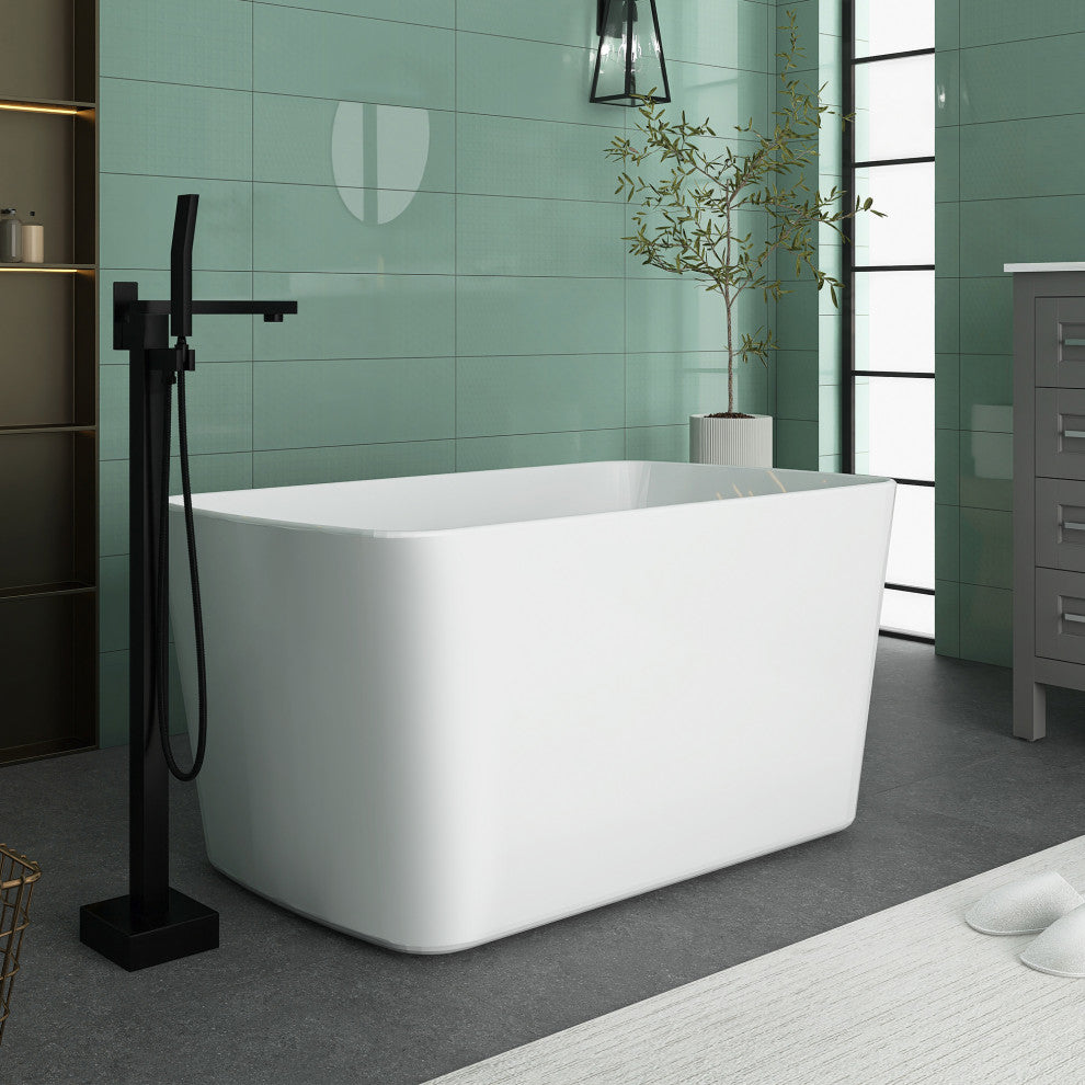 49" W x 28" D Acrylic Freestanding Soaking Sit-in Design Bathtub, White.