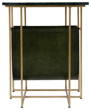 Stephanik 20.25" W Rectangular Marble, Leather Magazine Side Table