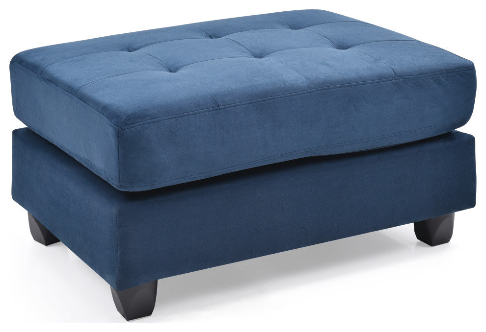Cardiff Micro Suede Ottoman, Navy Blue