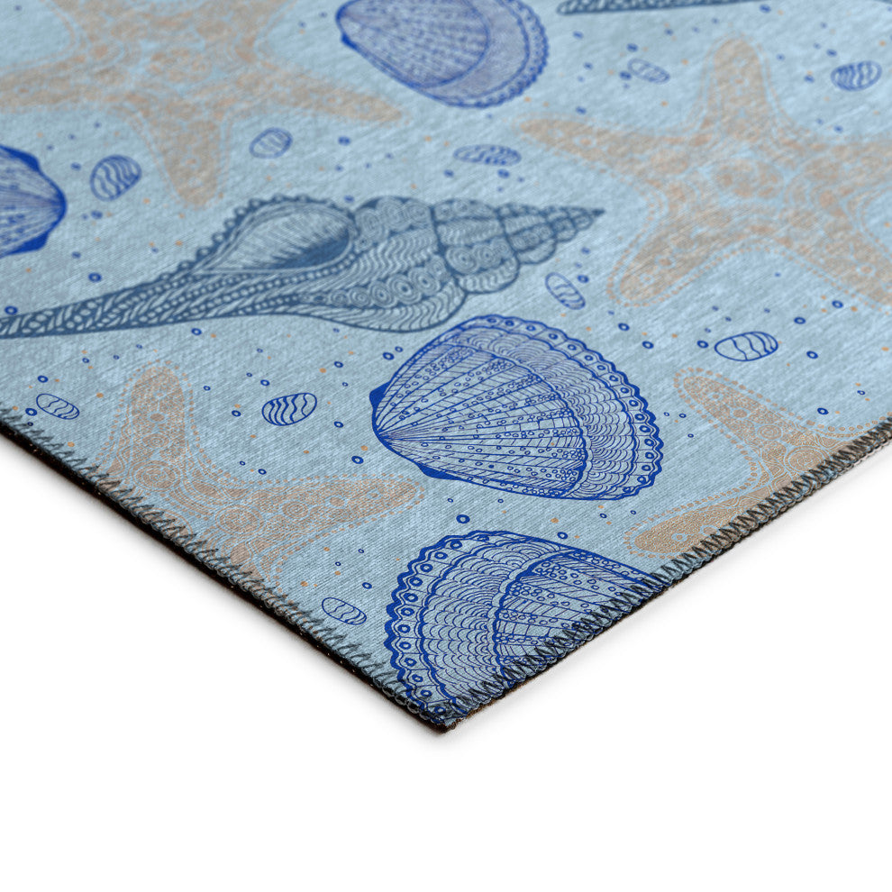 Indoor/Outdoor Seabreeze SZ4 Sky Machine Washable 1'8" x 2'6" Rug