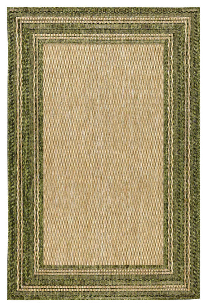 Carmel Multi Border Indoor/Outdoor Rug, Green, 4'10"x7'6"