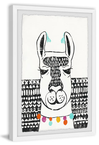 "Llama Necklace" Framed Painting Print, 8"x12"
