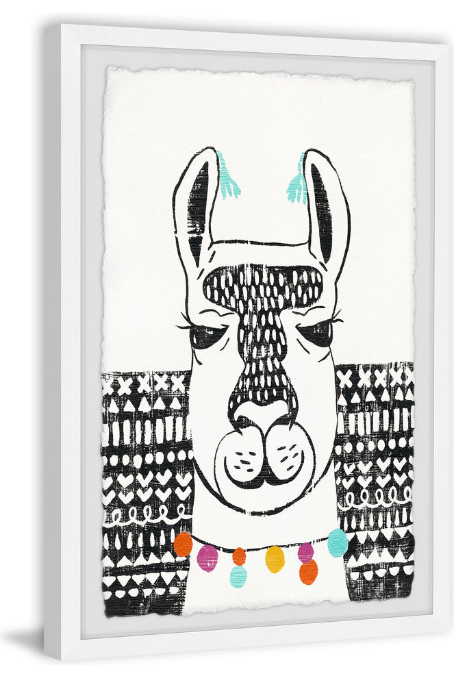"Llama Necklace" Framed Painting Print, 8"x12"
