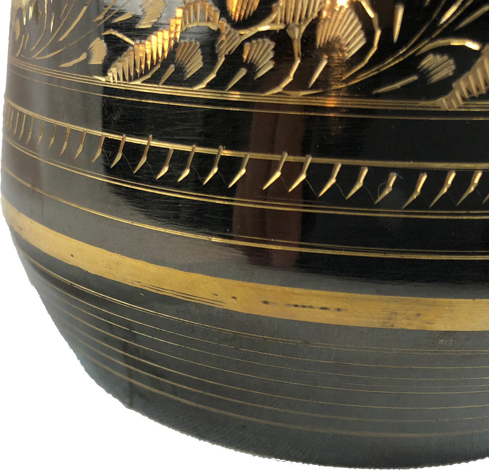 Natural Geo Brass Floral Black/Gold Table Vase