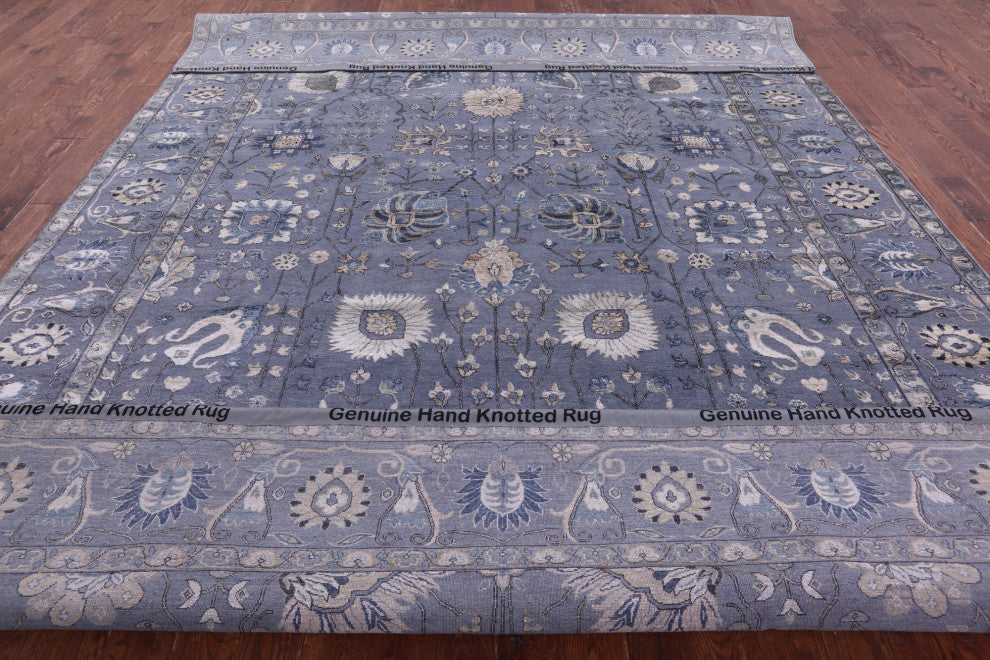 10' 1" X 14' 1" Wool & Silk Persian Hand Knotted Rug - Q15548