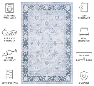 Safavieh Arizona Machine-Washable Collection ARZ118 Rug, Light Grey/Grey Green, 6' Square