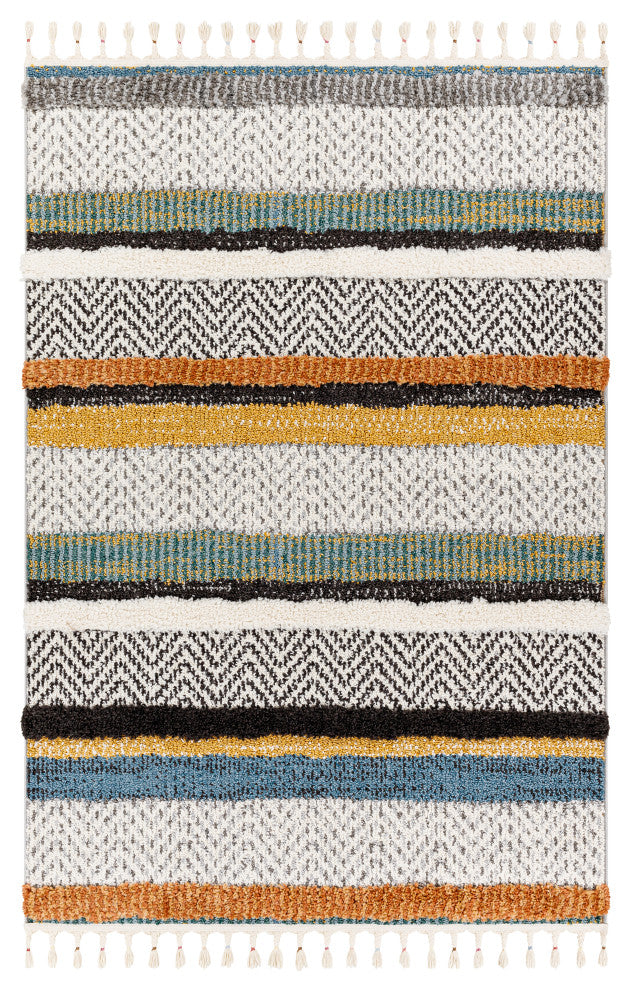 Surya Lofty LOF-2304 Machine Woven Area Rug, Off-White, 6'7" x 9'