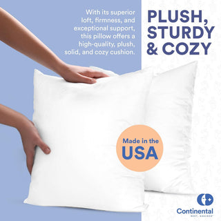 Decorative Throw Pillow Insert - Fluffy Euro Cushion Insert for bed or Couch, White, 22x22 Inch - 2 Pack, 25% Down, 75% Feather
