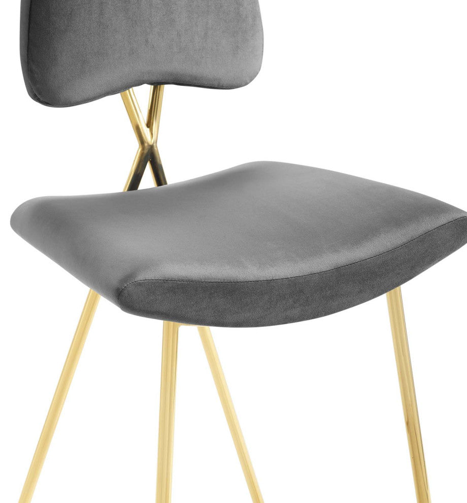 Ponder Bar Stool Performance Velvet Set of 2, Gray