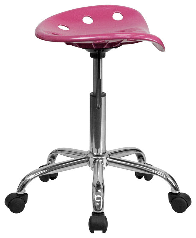 Beautiful Tractor Seat and Chrome Stool, Pink