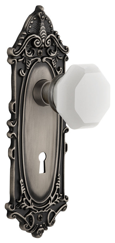 Victorian Plate with Keyhole Privacy Waldorf White Milk Glass Knob