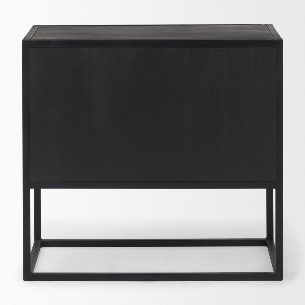Sloan Dark Brown Solid Wood w/ Black Metal Frame Side Table