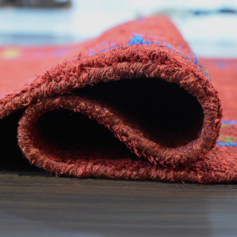 HAND KNOTTED LOOM SILK ECO-FRIENDLY AREA RUG -2'6''x12',Runner,Rust,Contemporary