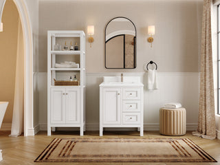 Nashville 30" Single Sink Bath Vanity, White 1.5" White Quartz