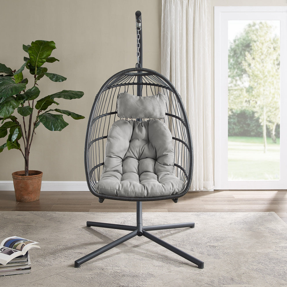 Swing Egg Chair with Stand - Grey/Grey