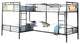 Benzara BM266441 Twin over Full Bunk Bed With Guard Rails, Black and Dark Bronze