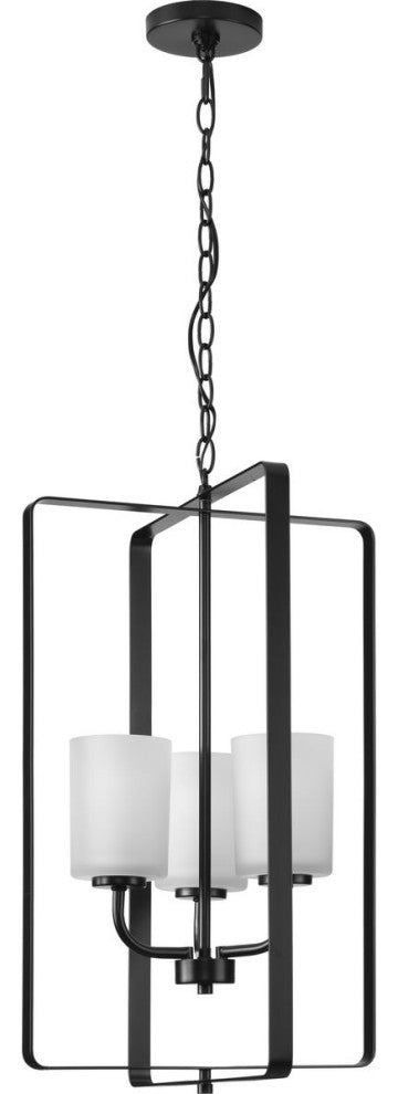 League Collection 3-Light Modern Farmhouse Foyer Chandelier, Matte Black