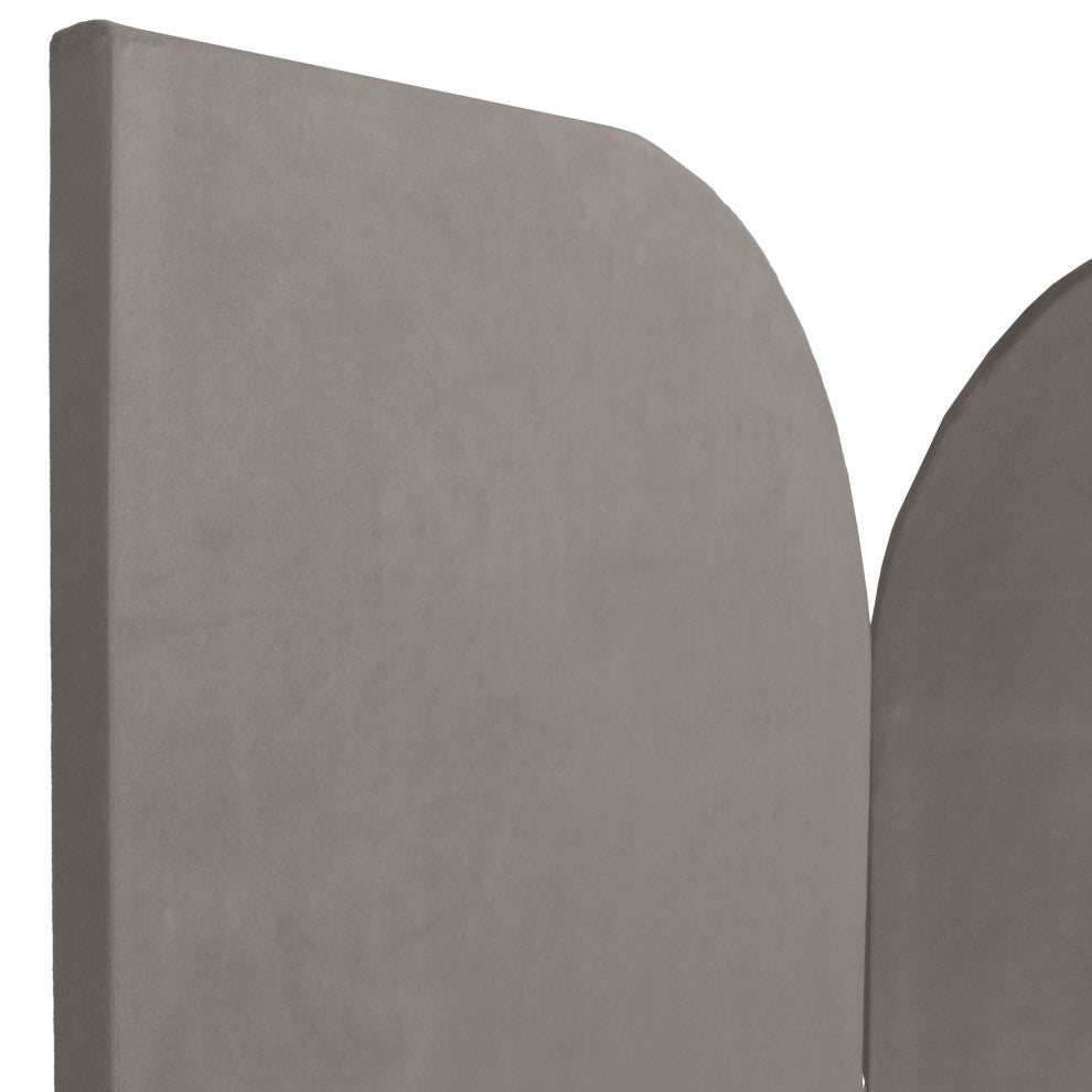 6 ft. Modern Arch Velvet Room Divider Charcoal 3 Panel