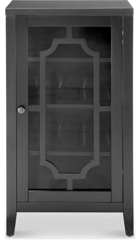 18" X 16" X 33" Black Accent And Wine Cabinet