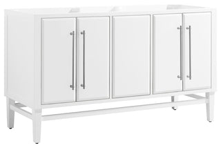 Mason 60" Vanity Only, White With Brushed Silver Hardware