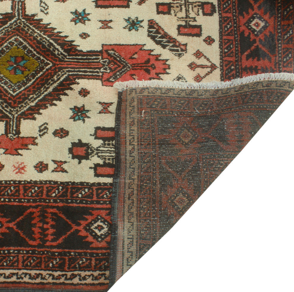 Vintage Distressed Fabian Ivory/Charcoal Rug, 3'7x6'3