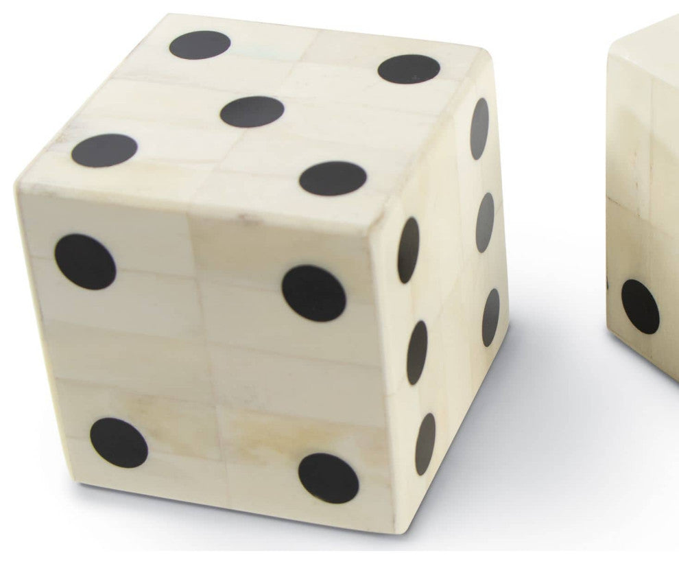 Oversized Bone Gaming Dice Pair