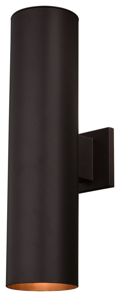 Chiasso 2-Light Deep Bronze Outdoor Wall Sconce Aluminum Wall Mount Fixture, Deep Bronze, 5"wx20"hx8"d, No Sensor