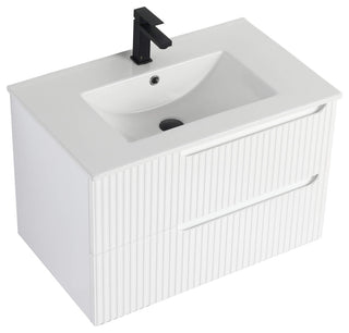 Citiscape Bath Vanity, Textured Drawer Fronts Sink Included, White, 30"