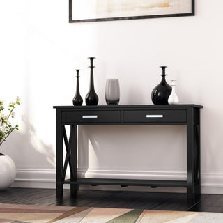 Kitchener Solid Wood 47" Contemporary Console Sofa Table, Black