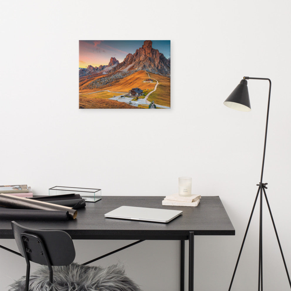 Sunset and Alpine Mountain Pass Landscape Photo Canvas Wall Art Print, 18" X 24"