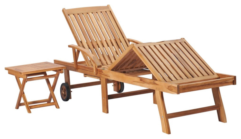 Vidaxl Sun Loungers 2-Piece Set With Table Solid Teak Wood