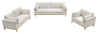 Langham Linen Textured Fabric Upholstered Loveseat, Cream