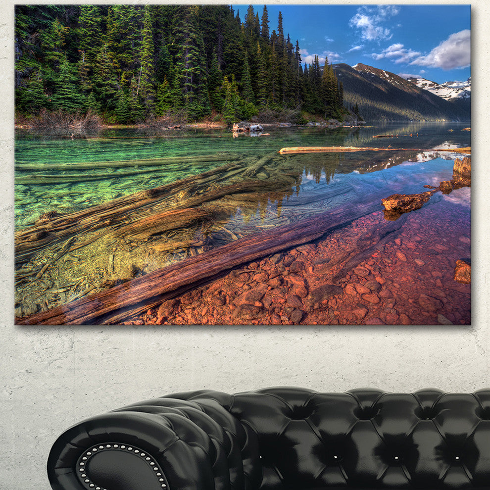 Beautiful View of Mountain Lake, Landscape Canvas Art Print, 60"x28"