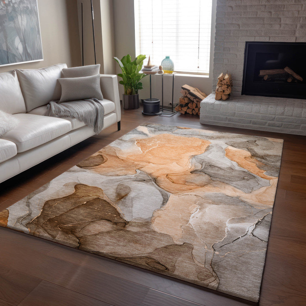 Premium Machine Washable Mayfield AMF504 Orange 5' x 7'6" Rug