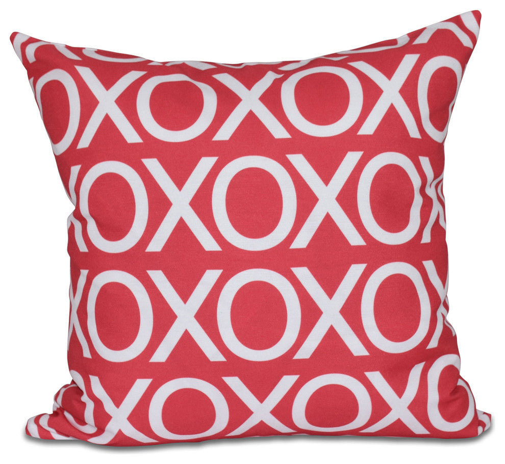 Valentine Print Pillow, Red, 18"x18"