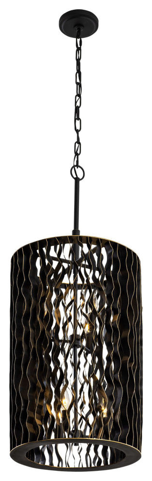 Estela 6-Lt Foyer - Matte Black/French Gold