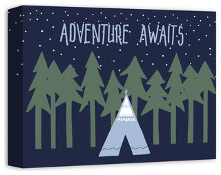 Adventure Awaits Night 14x11 Canvas Wall Art
