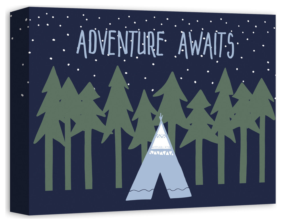 Adventure Awaits Night 14x11 Canvas Wall Art