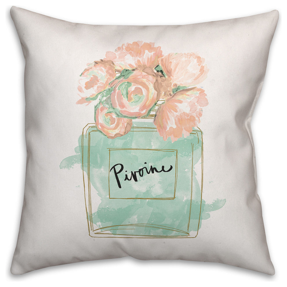 Glam Perfume Bottle 18x18 Throw Pillow