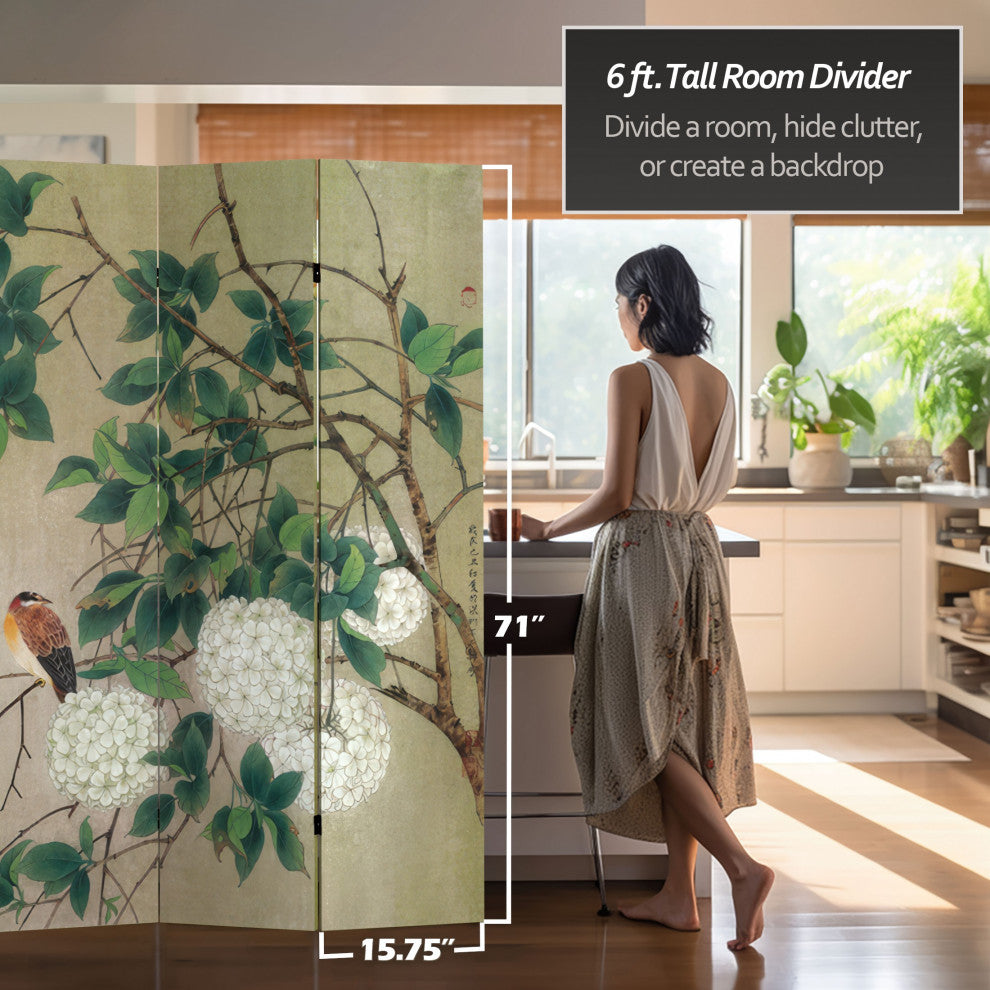 6' Tall Double Sided Birds in the Trees Canvas Room Divider