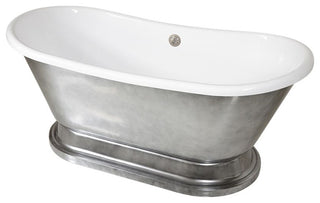 SanSiro CoreAcryl 73" French Bateau  Pedestal Tub Aged Chrome Finish