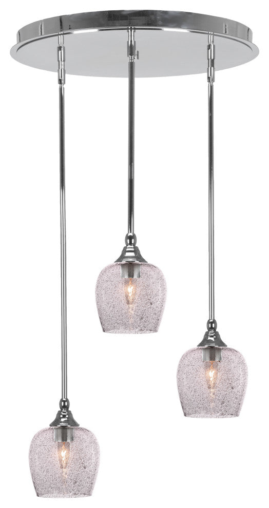 Empire 3-Light Cluster Pendalier, Chrome/Smoke Bubble