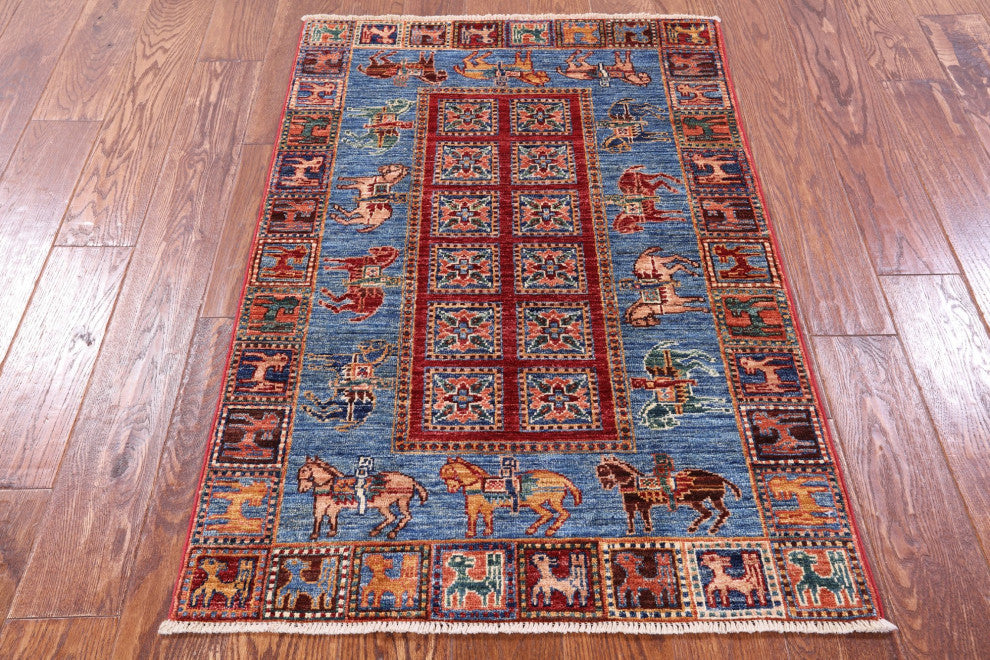 2' 8" X 4' 0" Antiqued Pazyryk Historical Design Handmade Wool Rug Q10881