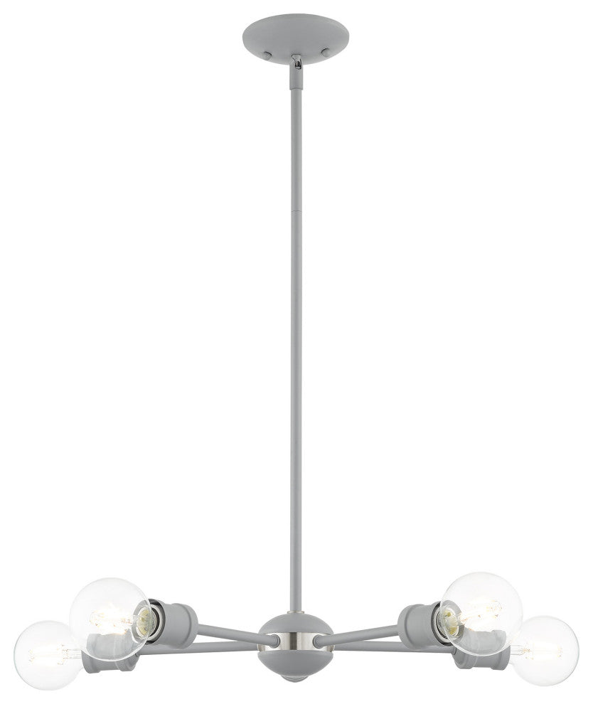 Livex Lighting Lansdale 5 Light Nordic Gray, Brushed Nickel Accents Chandelier