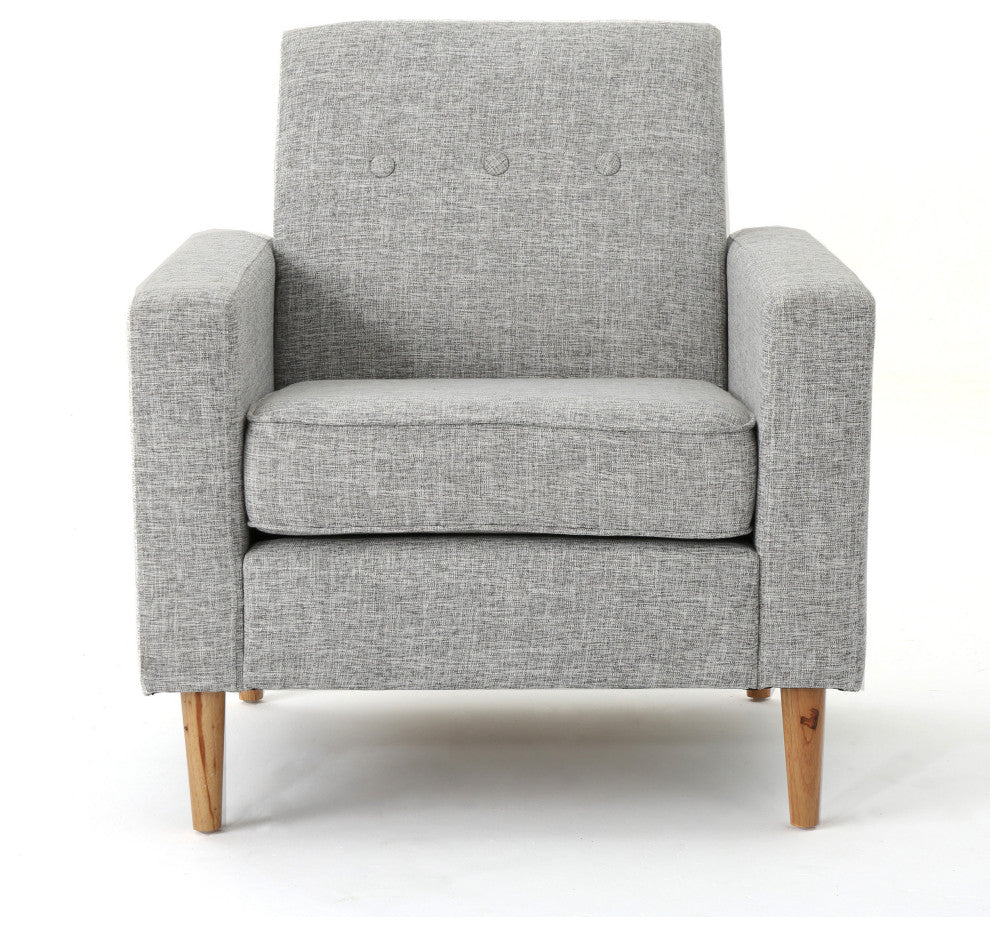 GDF Studio Stratford Mid Century Modern Fabric Club Chair, Light Gray Tweed