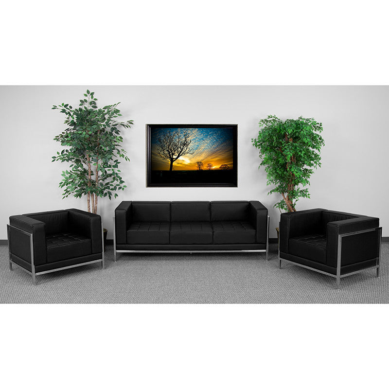 Hercules Imagination Series Black Leather Sofa and Chair Set