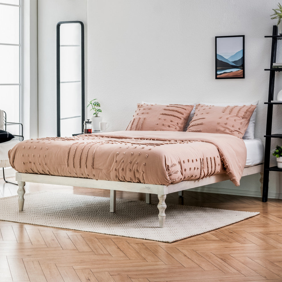 Rhonda Platform Bed, Whitewash, King