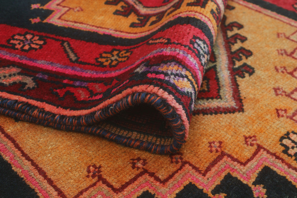 Fine Vintage Distressed Pegah Charcoal/Red Runner, 3'4x10'10