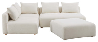 Hangover 4-Piece Modular Upholstered Chaise Sectional, Cream Boucle