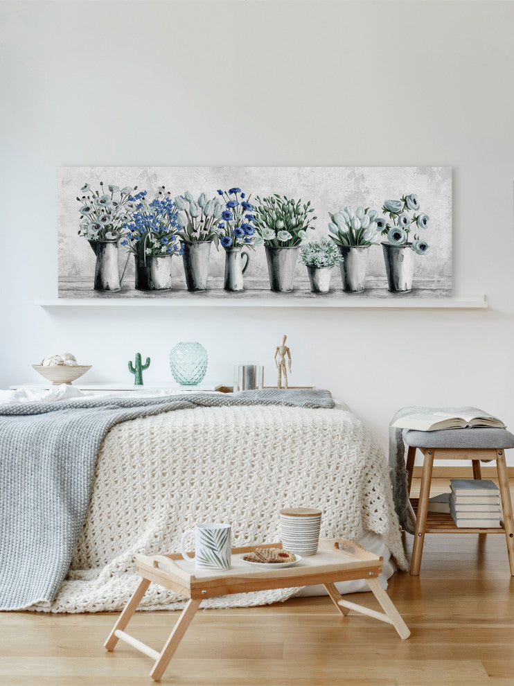 "Tulips and Blues" Painting Print on Wrapped Canvas